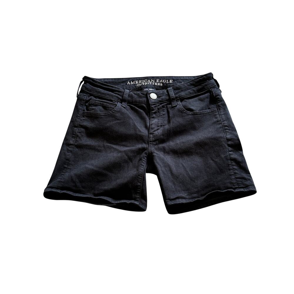 American Eagle Outfitters Black Twill Midi Denim Shorts Size 4